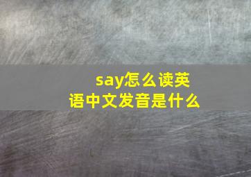 say怎么读英语中文发音是什么