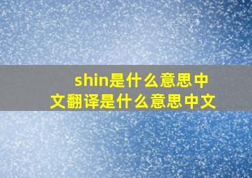 shin是什么意思中文翻译是什么意思中文