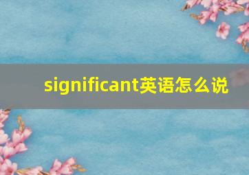 significant英语怎么说