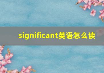 significant英语怎么读