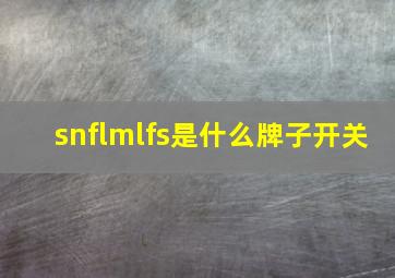 snflmlfs是什么牌子开关