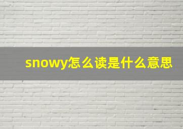 snowy怎么读是什么意思