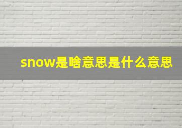 snow是啥意思是什么意思