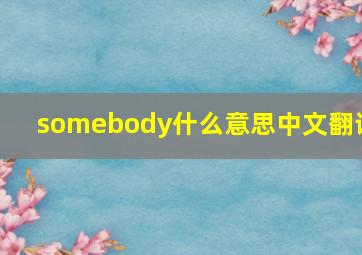 somebody什么意思中文翻译