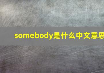 somebody是什么中文意思