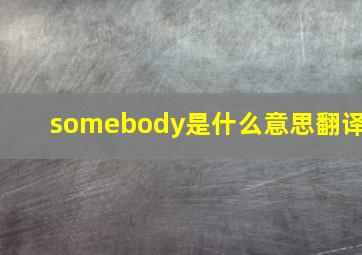 somebody是什么意思翻译