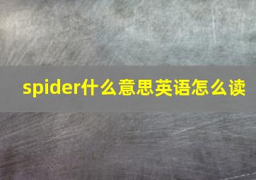 spider什么意思英语怎么读