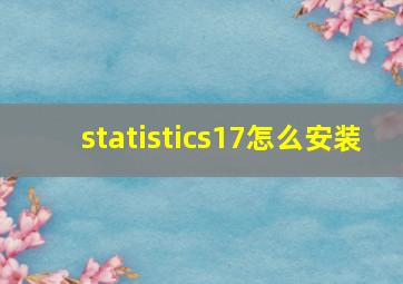 statistics17怎么安装