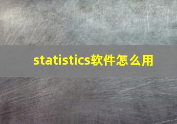 statistics软件怎么用