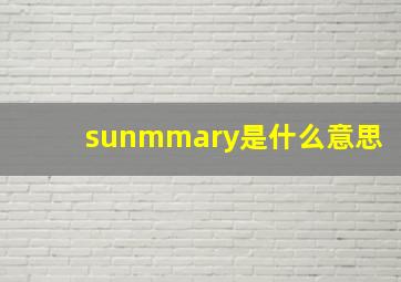 sunmmary是什么意思