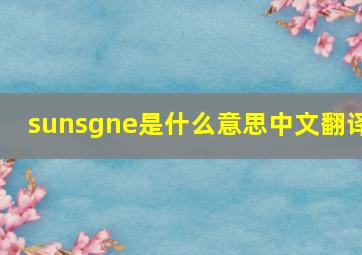 sunsgne是什么意思中文翻译