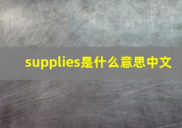 supplies是什么意思中文