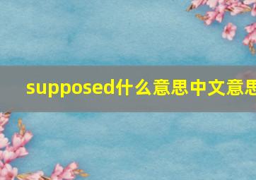 supposed什么意思中文意思