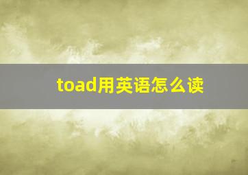 toad用英语怎么读