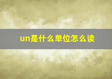 un是什么单位怎么读