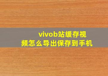 vivob站缓存视频怎么导出保存到手机