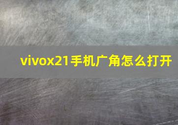 vivox21手机广角怎么打开