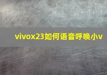 vivox23如何语音呼唤小v