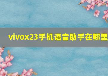 vivox23手机语音助手在哪里