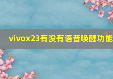 vivox23有没有语音唤醒功能