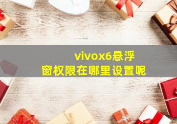 vivox6悬浮窗权限在哪里设置呢