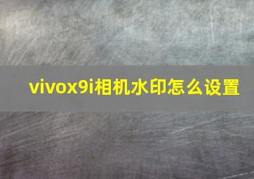 vivox9i相机水印怎么设置