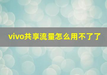 vivo共享流量怎么用不了了