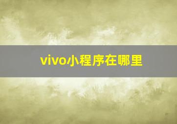 vivo小程序在哪里