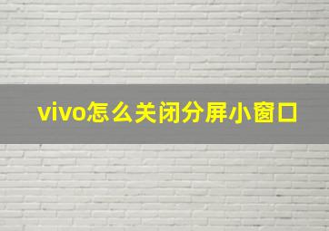 vivo怎么关闭分屏小窗口