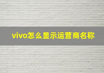 vivo怎么显示运营商名称