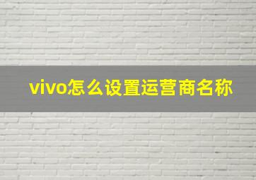 vivo怎么设置运营商名称