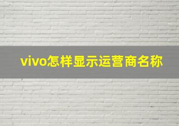 vivo怎样显示运营商名称