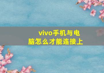 vivo手机与电脑怎么才能连接上