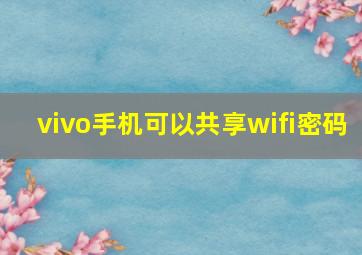 vivo手机可以共享wifi密码