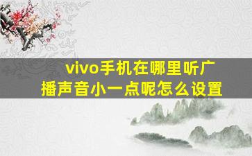 vivo手机在哪里听广播声音小一点呢怎么设置