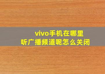 vivo手机在哪里听广播频道呢怎么关闭