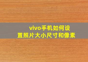 vivo手机如何设置照片大小尺寸和像素