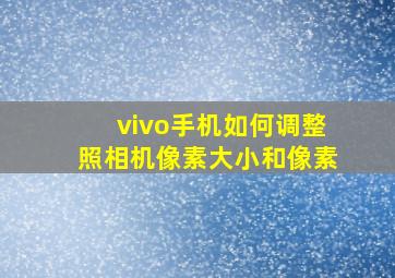 vivo手机如何调整照相机像素大小和像素