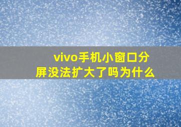 vivo手机小窗口分屏没法扩大了吗为什么