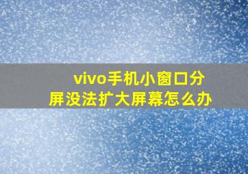 vivo手机小窗口分屏没法扩大屏幕怎么办