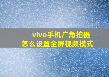 vivo手机广角拍摄怎么设置全屏视频模式