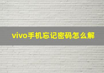 vivo手机忘记密码怎么解