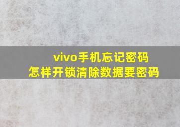 vivo手机忘记密码怎样开锁清除数据要密码