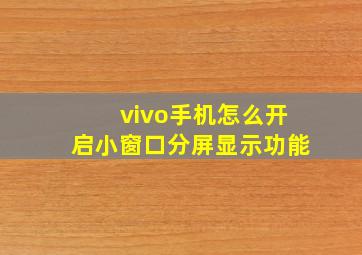 vivo手机怎么开启小窗口分屏显示功能