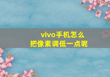 vivo手机怎么把像素调低一点呢