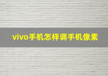 vivo手机怎样调手机像素