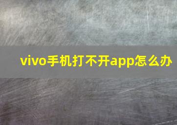 vivo手机打不开app怎么办