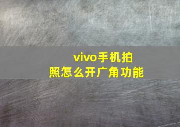 vivo手机拍照怎么开广角功能