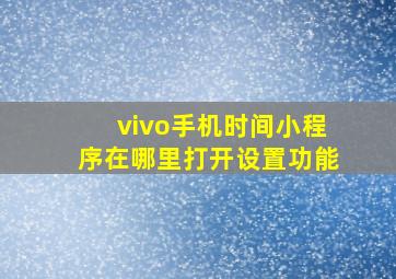 vivo手机时间小程序在哪里打开设置功能