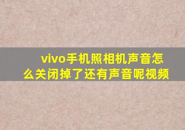 vivo手机照相机声音怎么关闭掉了还有声音呢视频